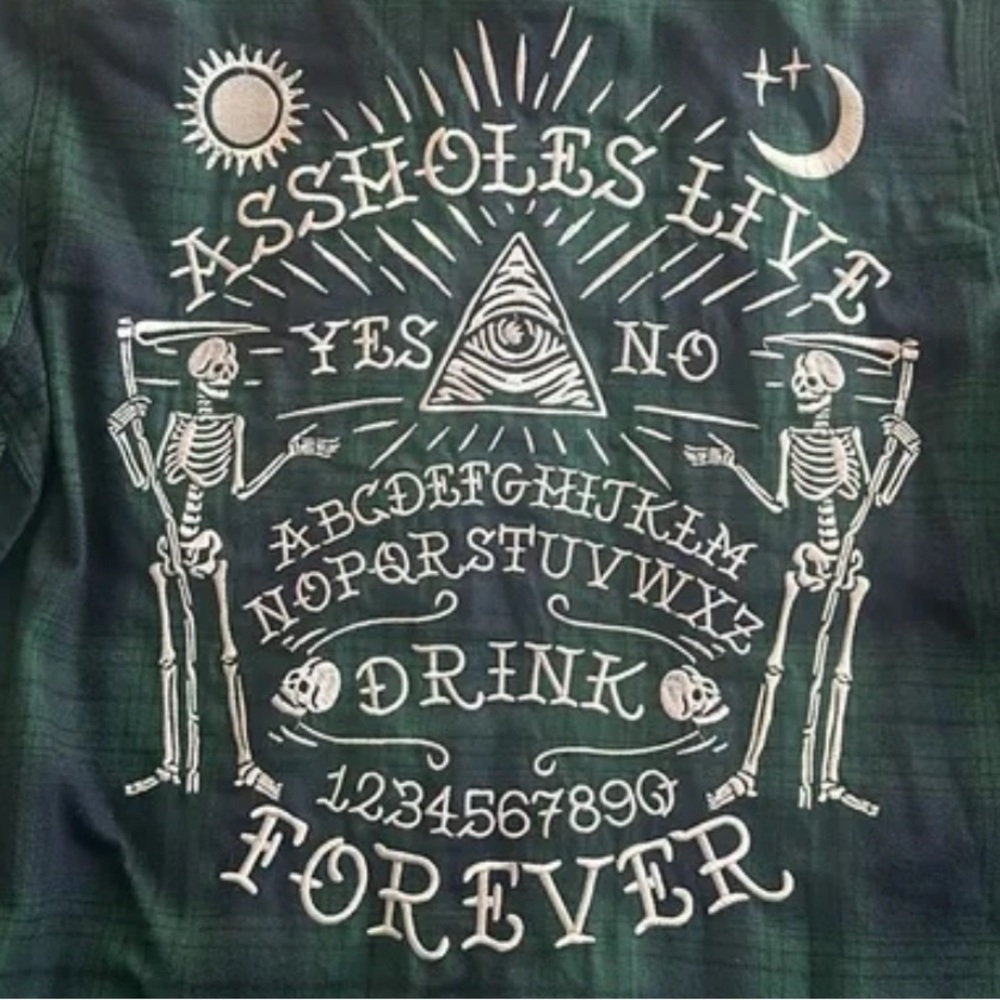 Assholes Live Forever Ouija (L) Flannel New